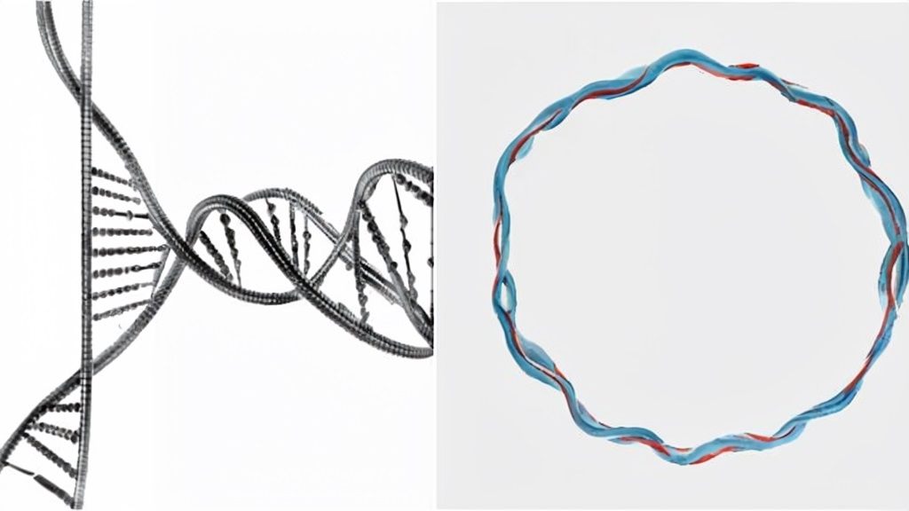 Perbandingan antara DNA linear dan DNA sirkular, menunjukkan struktur dan karakteristik masing-masing