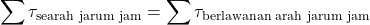 \[ \sum \tau_{\text{searah jarum jam}} = \sum \tau_{\text{berlawanan arah jarum jam}} \]