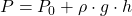 P = P_0 + \rho \cdot g \cdot h