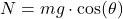 \[ N = mg \cdot \cos(\theta) \]