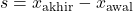 \[ s = x_{\text{akhir}} - x_{\text{awal}} \]