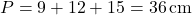 \[ P = 9 + 12 + 15 = 36 \, \text{cm} \]