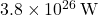 3.8 \times 10^{26} \, \text{W}