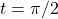 t = \pi/2