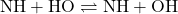 \[ \text{NH₃} + \text{H₂O} \rightleftharpoons \text{NH₄⁺} + \text{OH⁻} \]