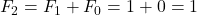 F_2 = F_1 + F_0 = 1 + 0 = 1