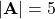 |\mathbf{A}| = 5