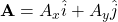 \mathbf{A} = A_x \hat{i} + A_y \hat{j}